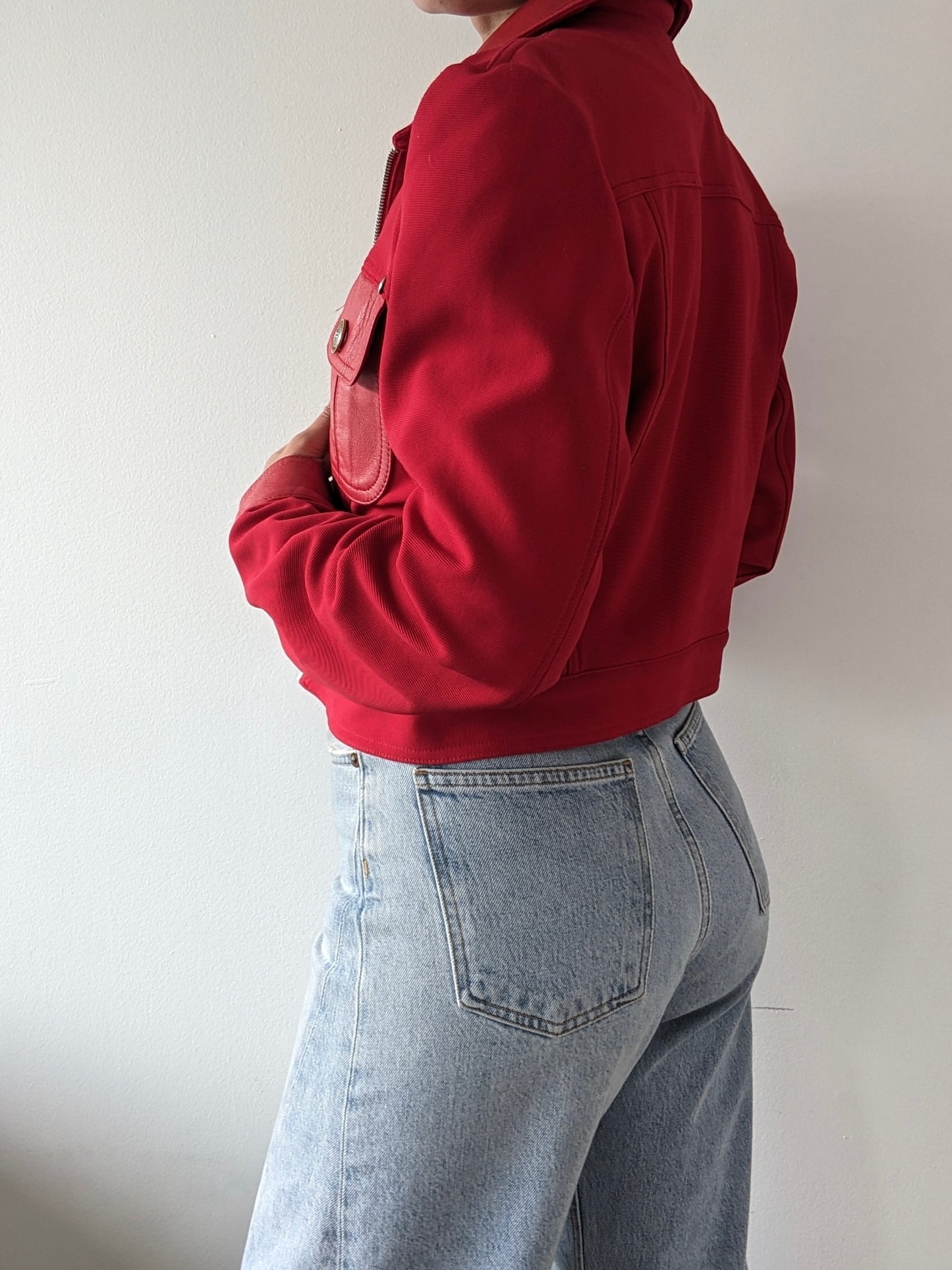 Rare Vintage Leather Accent Cropped Jacket