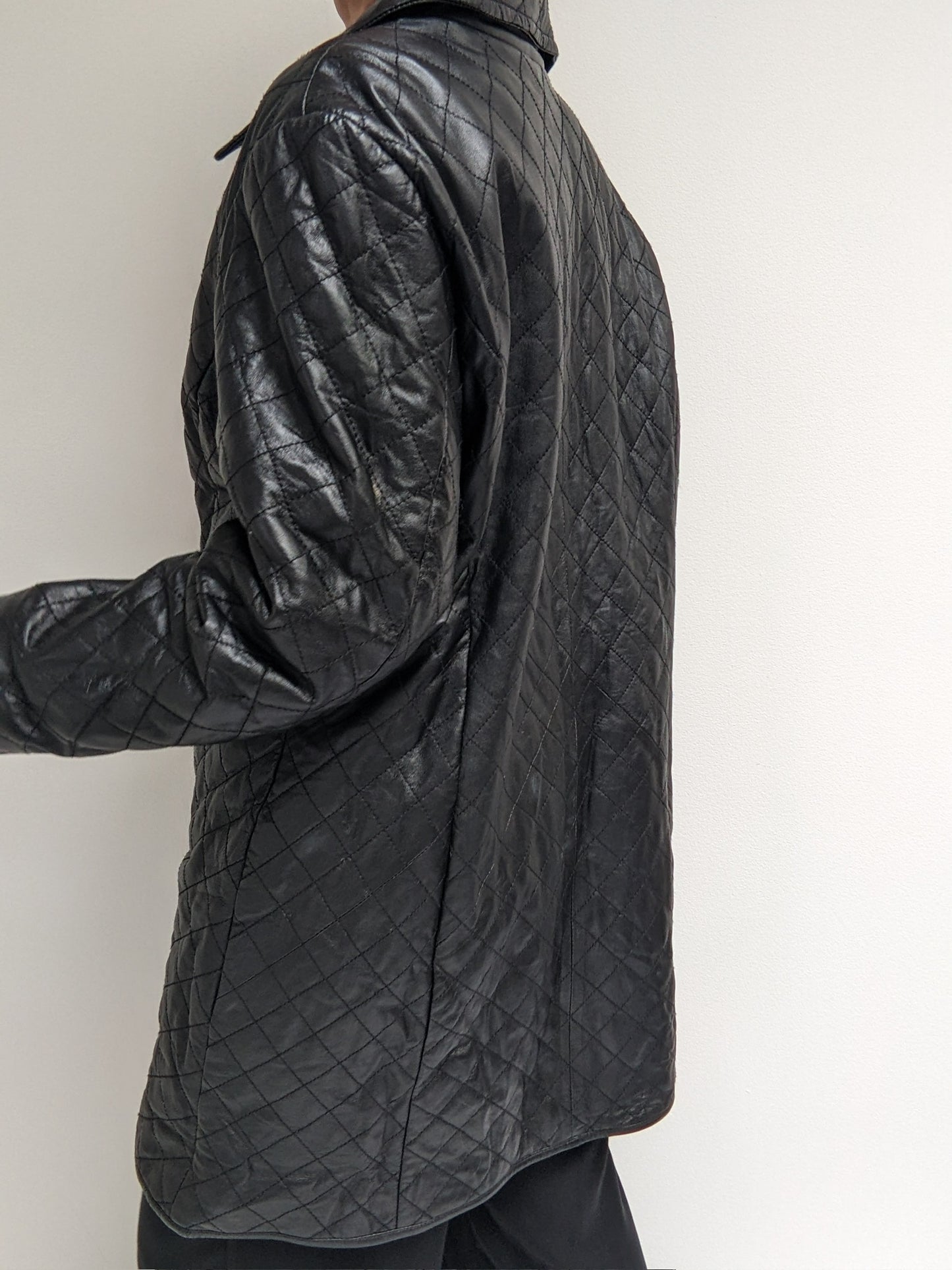 Vintage Ink Quilted Lamb Leather Jacket