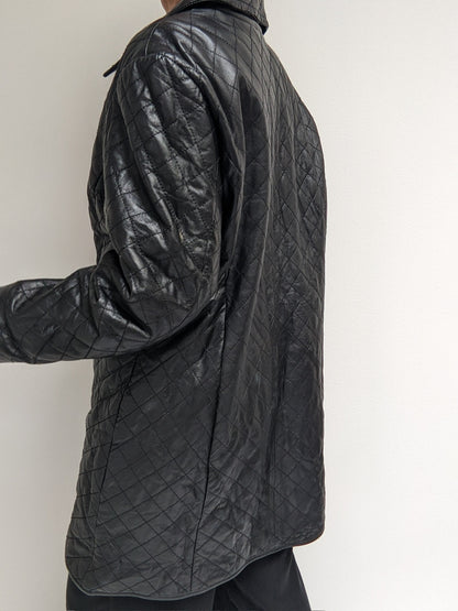 Vintage Ink Quilted Lamb Leather Jacket