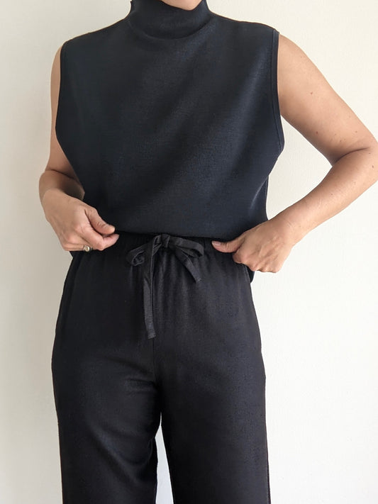 Vintage Faded Black Sleeveless SIlk Knit