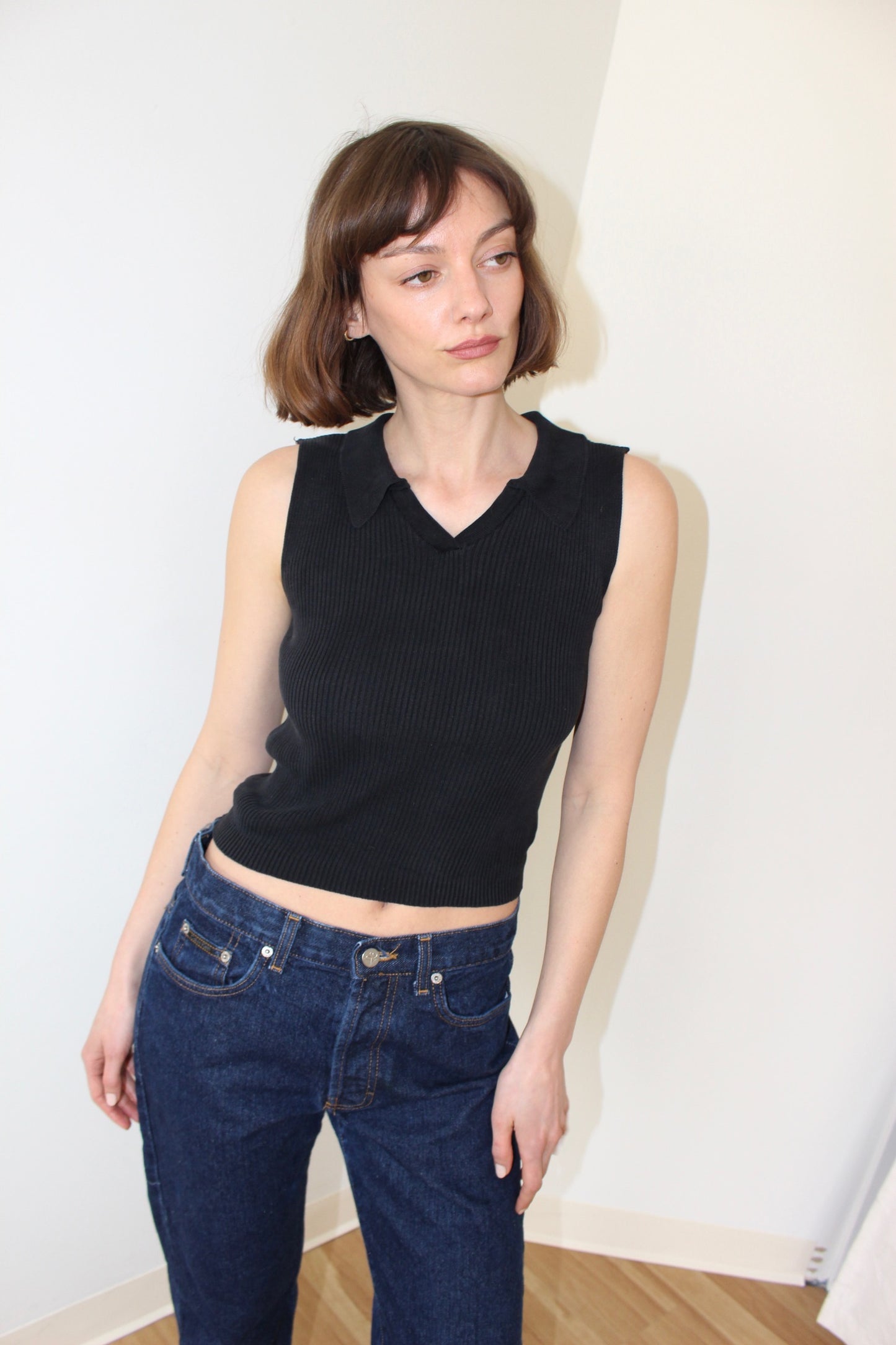 90s Faded Black Sleeveless Silk Top