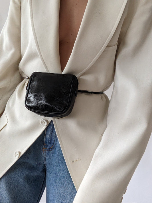Vintage Black Licorice Leather Belt Bag