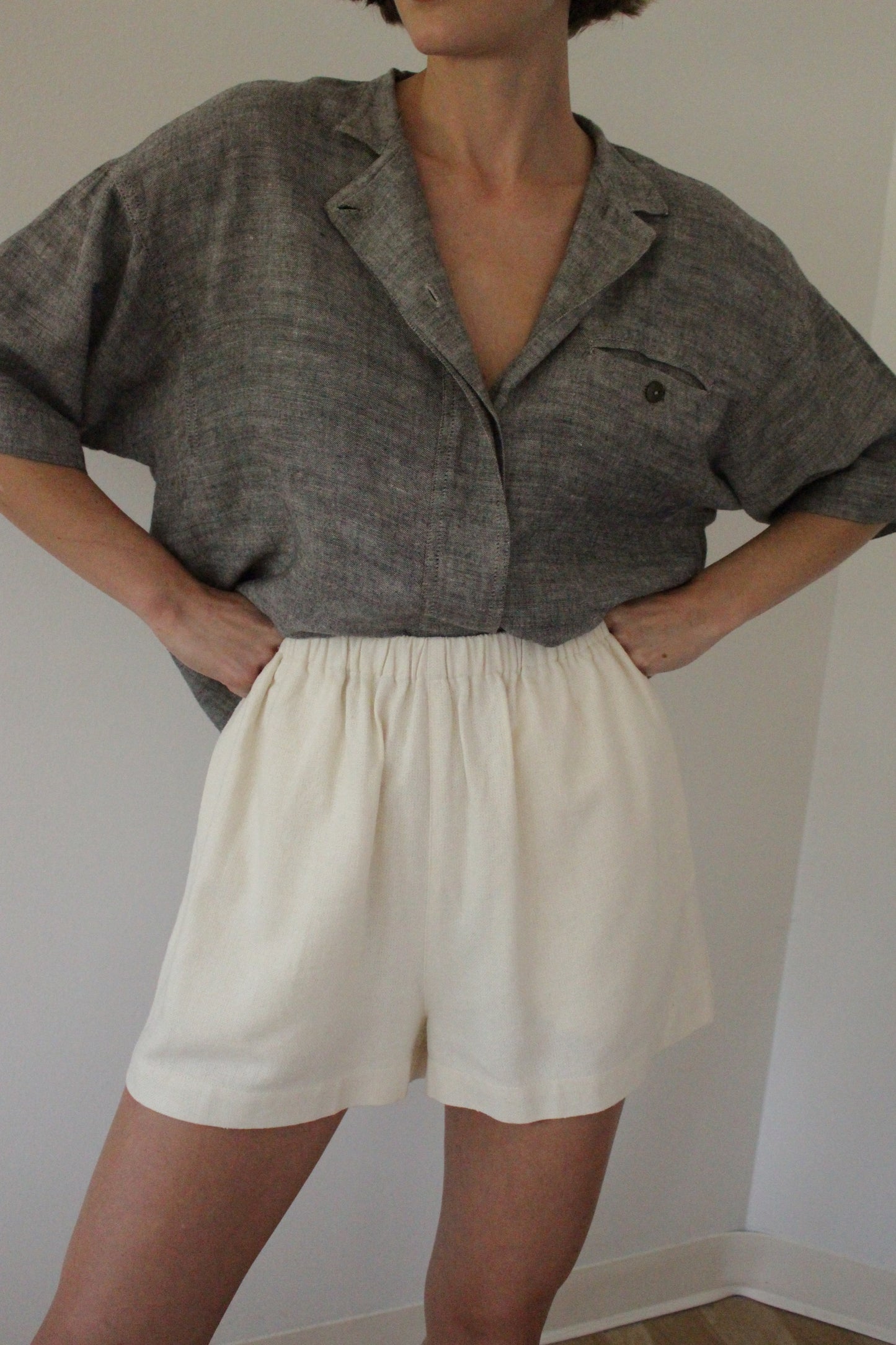 Vintage Smoke Boxy Linen Blouse