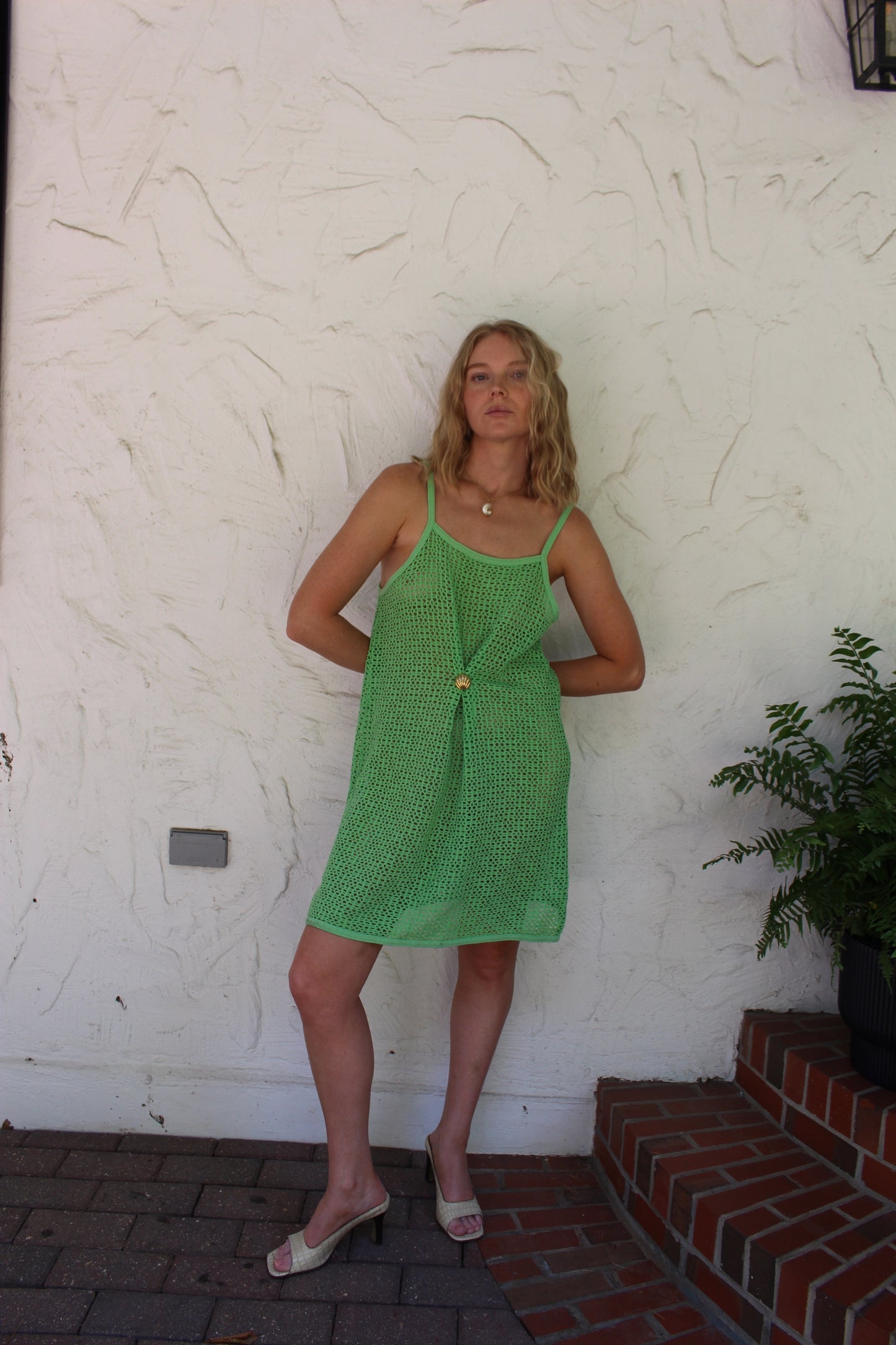 Vintage Kiwi Netted Tank Dress