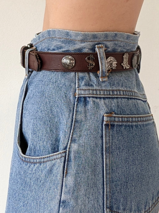 Amazing Vintage Western Pendant Leather Belt