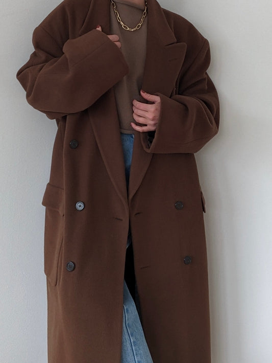 Incredible Vintage Olive Brown Cashmere Coat