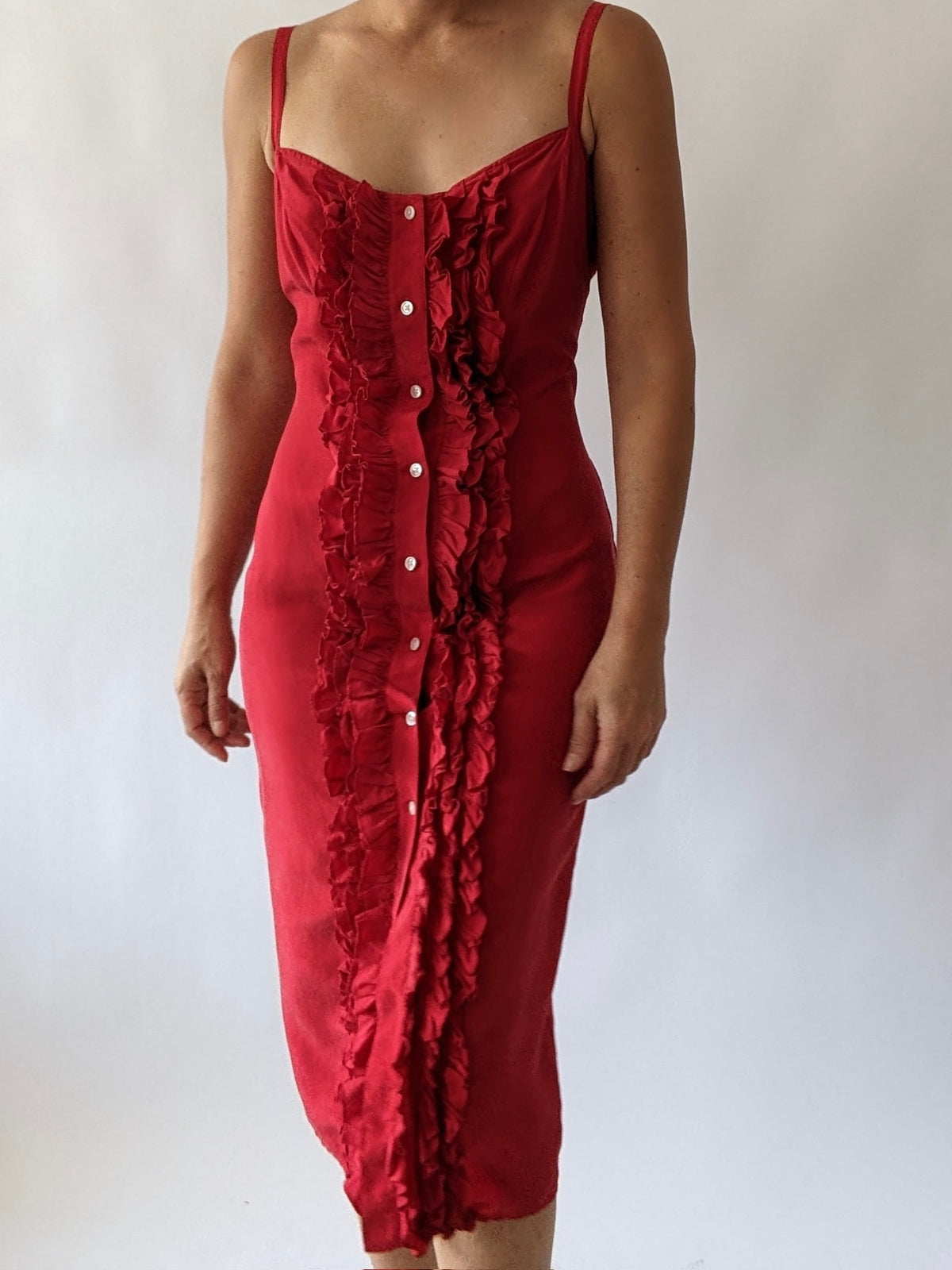 Gorgeous Vintage DKNY Ruffled Silk Dress