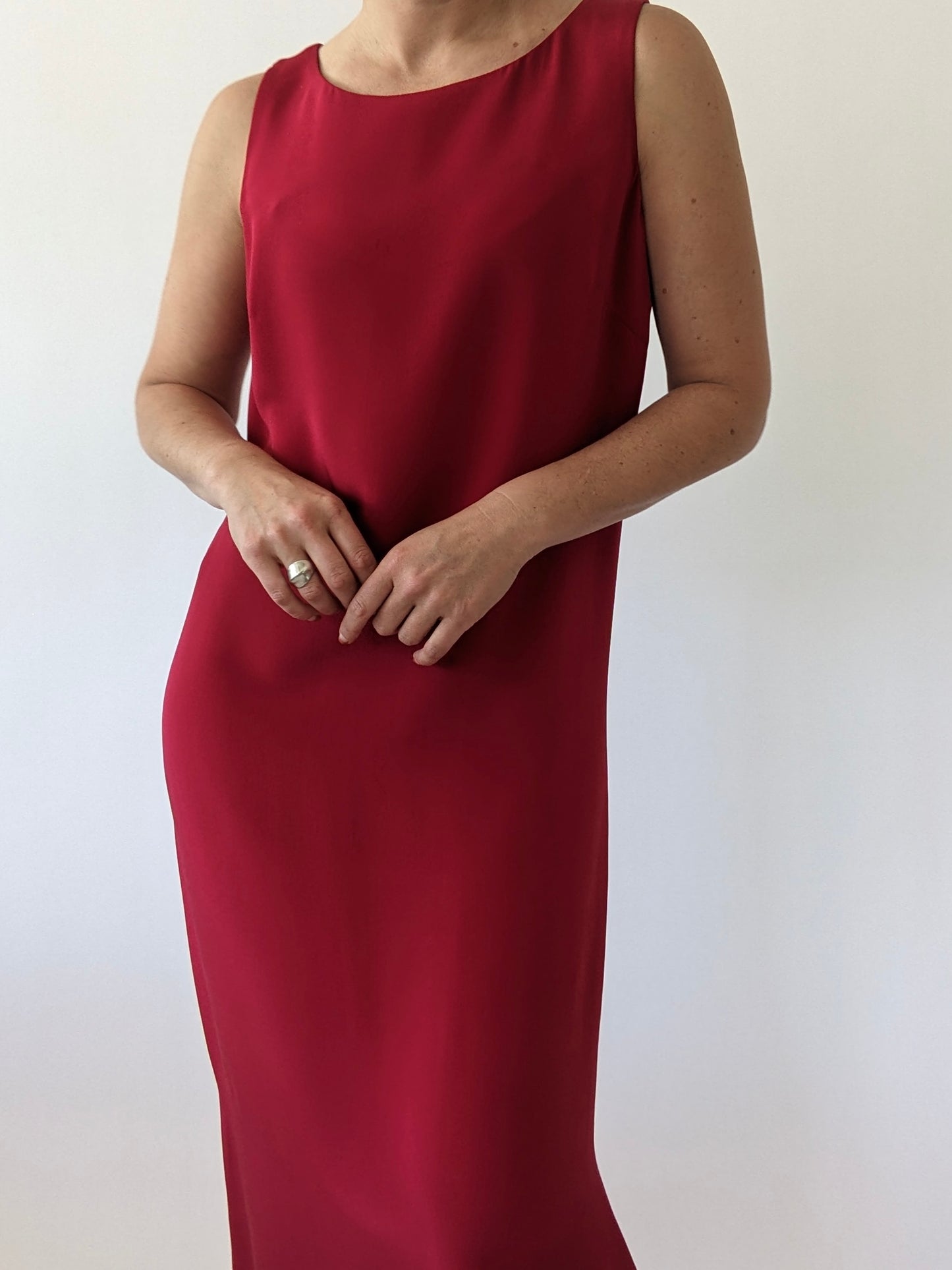 Vintage Raspberry Silk Dress
