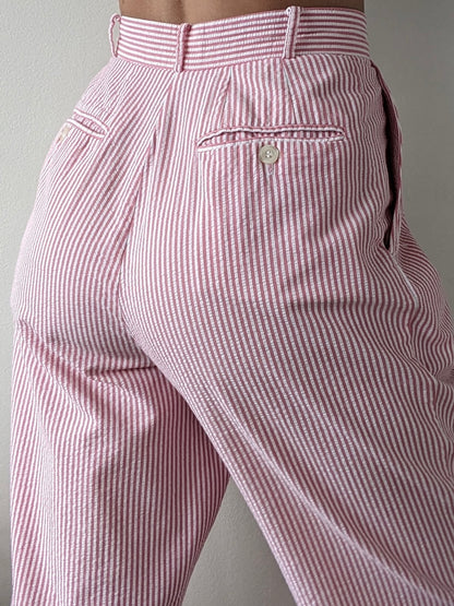 Vintage Grapefruit Seersucker Trousers