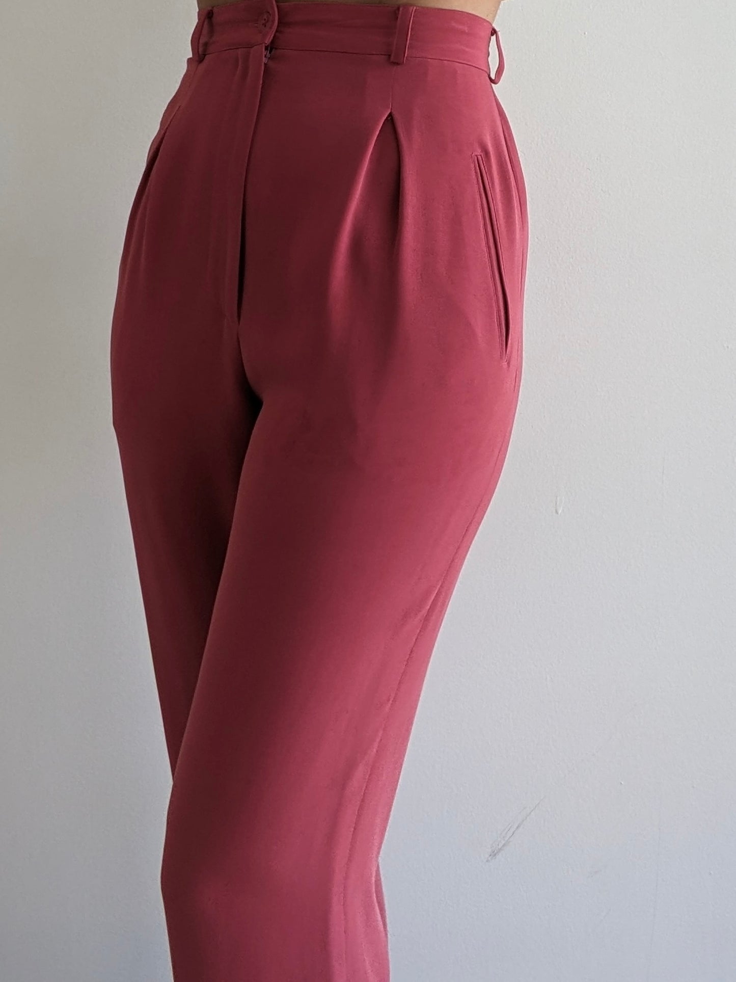 Vintage Calvin Klein Strawberry Silk Trousers