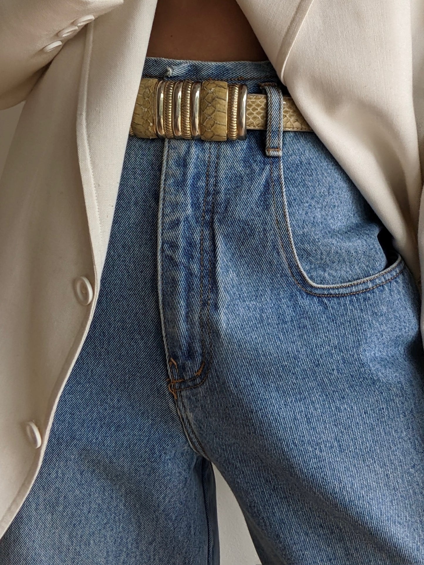 Statement Vintage Honey Snakeskin Belt
