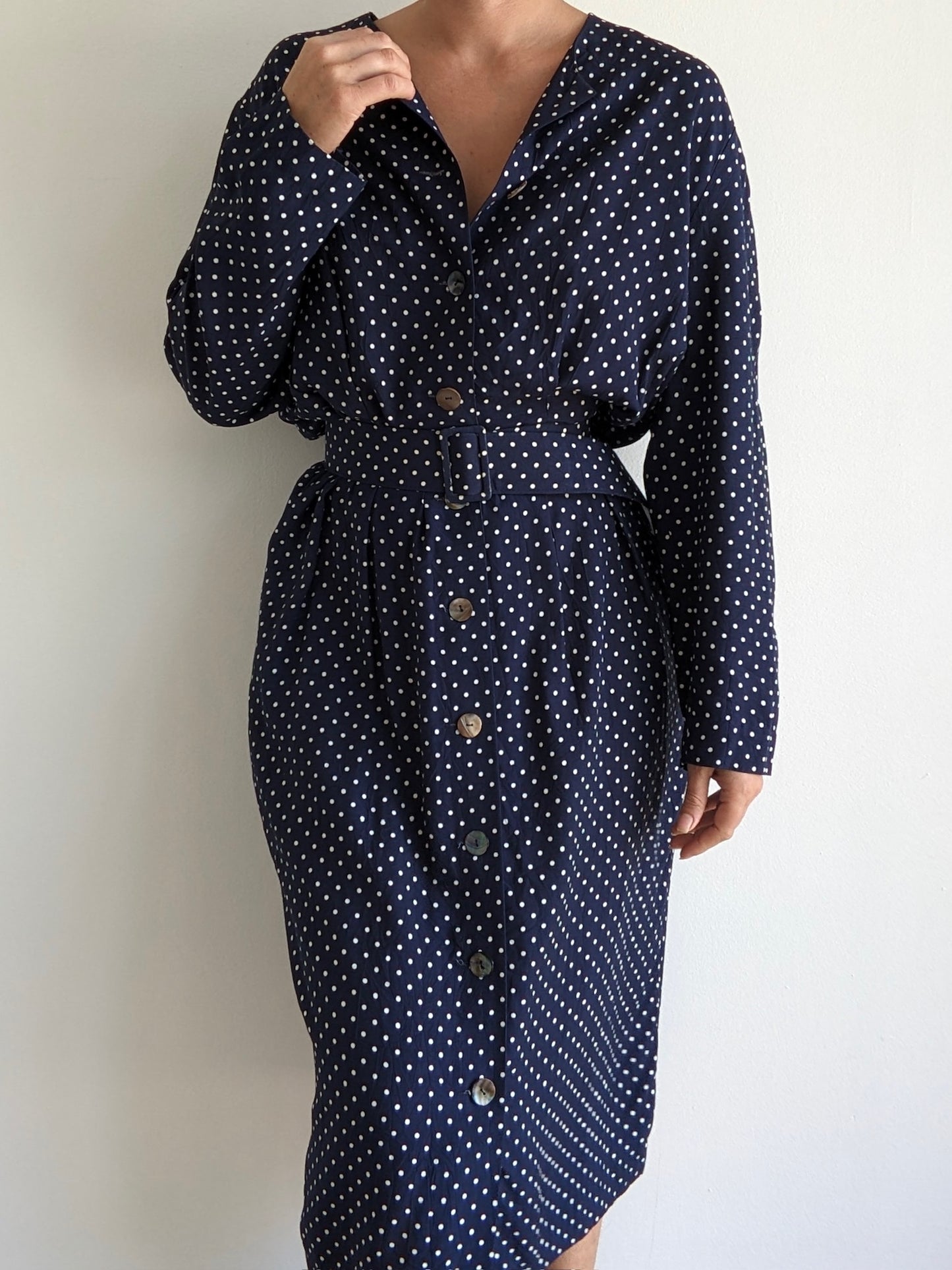 Vintage Belted Polka Dot Dress