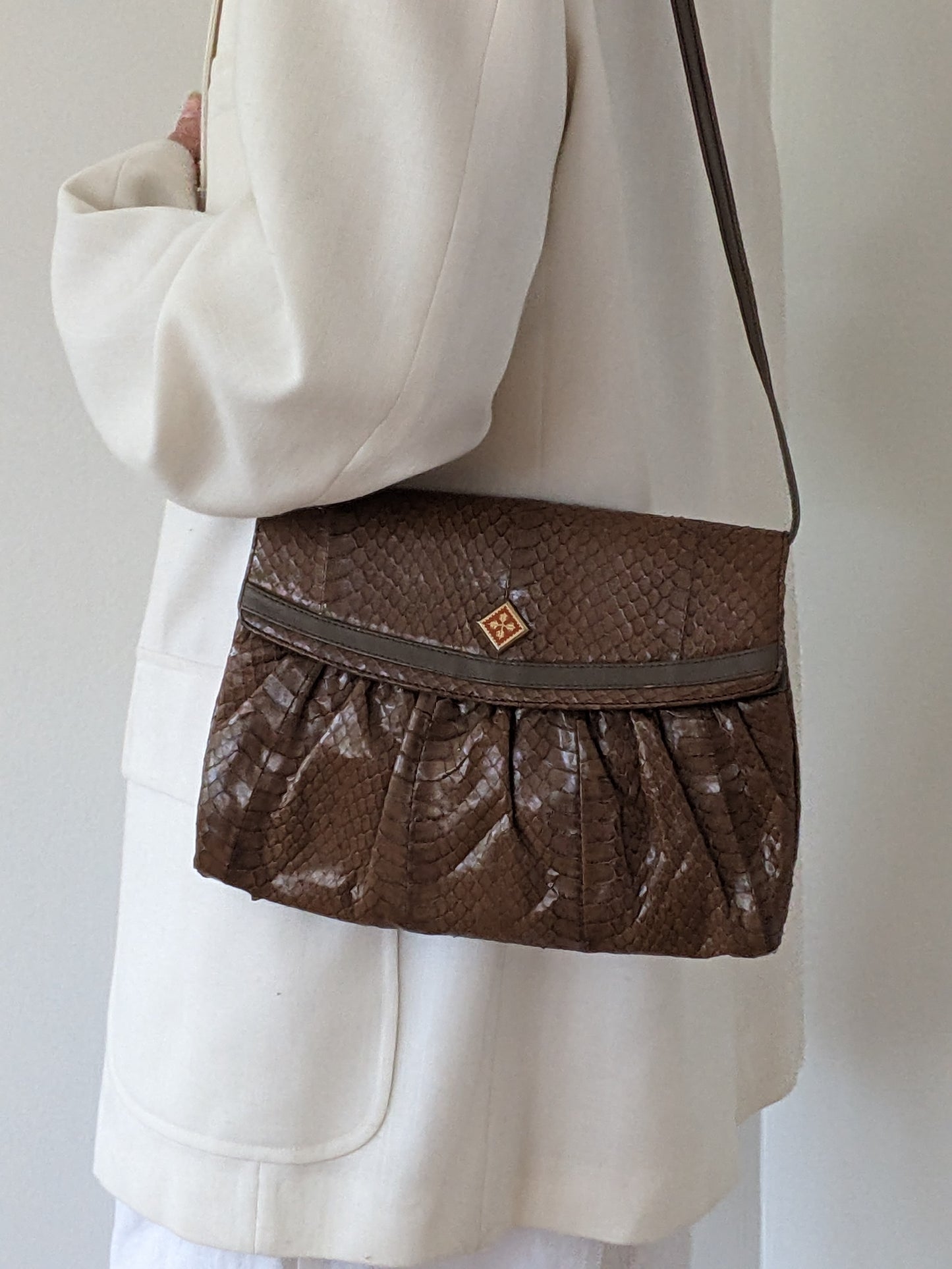 Vintage Almond Snakeskin Purse