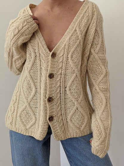 Vintage Italian Buttercream Wool Cardigan