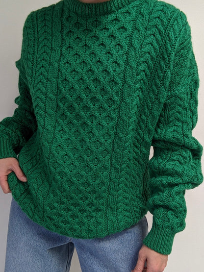 Vintage Emerald Fisherman Wool Sweater