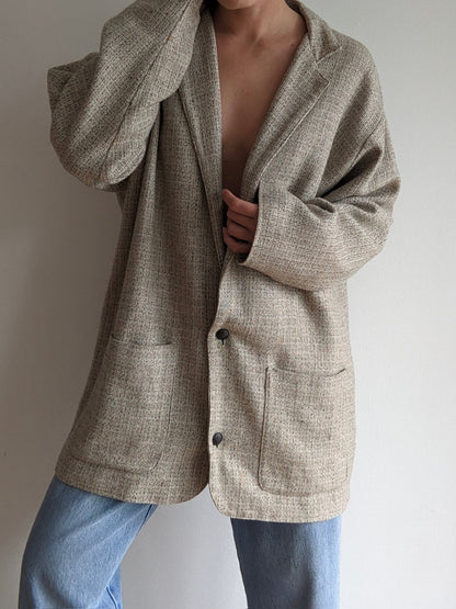 Vintage FLAX Woven Linen & Wool Jacket