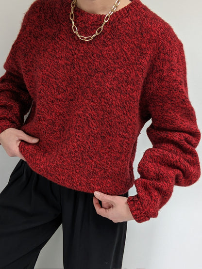 Vintage Speckled Crimson Wool Sweater
