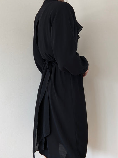 Gorgeous Vintage Onyx Ruffled Tie Dress