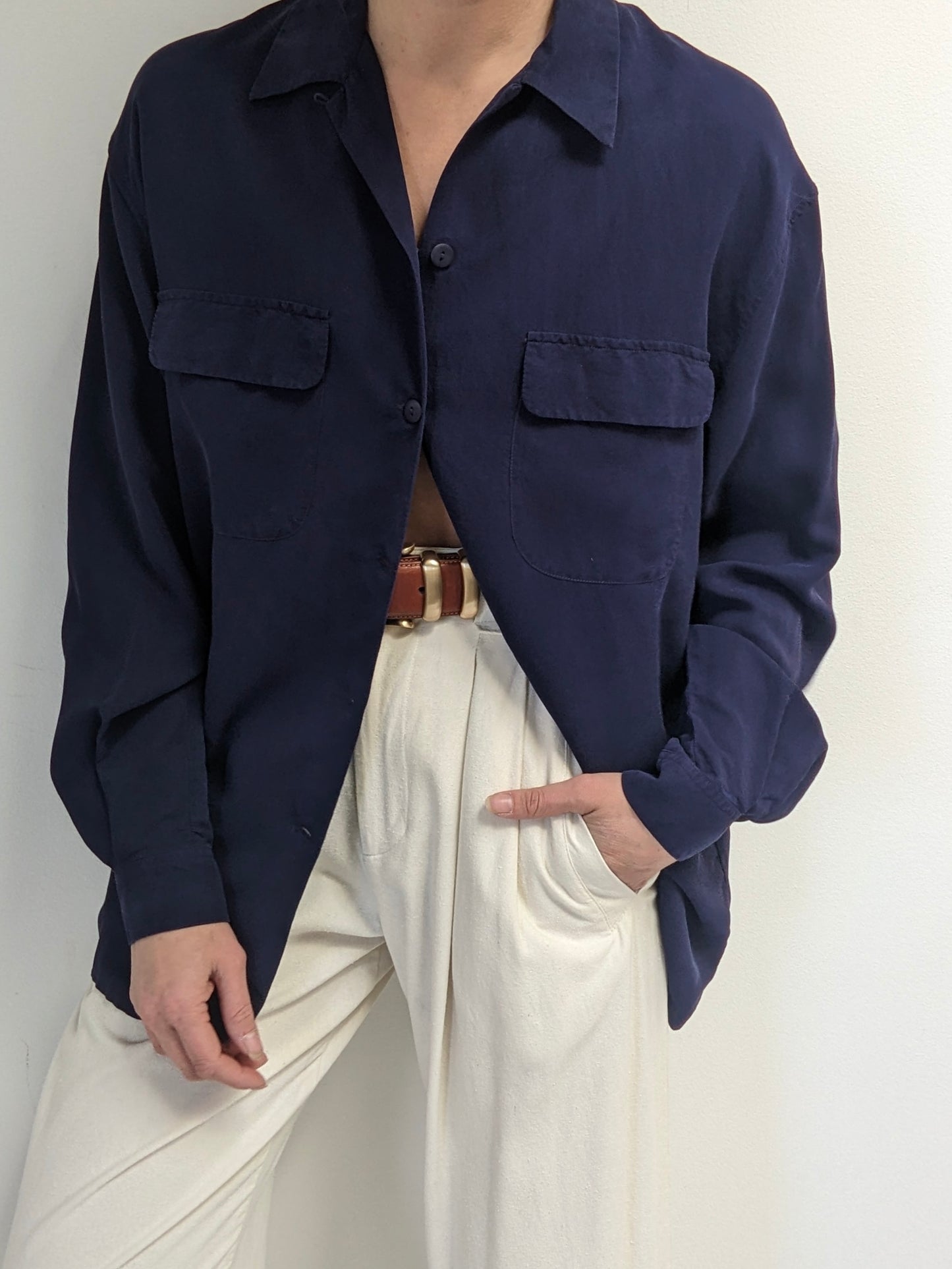 Vintage Indigo Silk Blouse