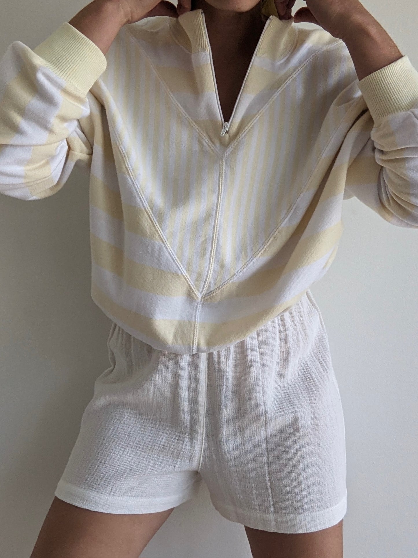 Vintage Butter Striped Henley Sweatshirt