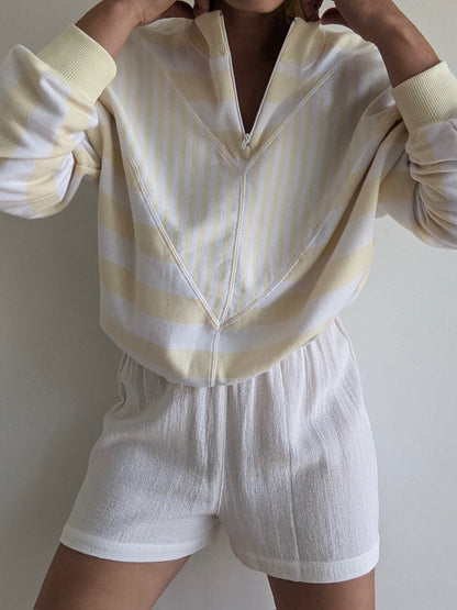 Vintage Butter Striped Henley Sweatshirt