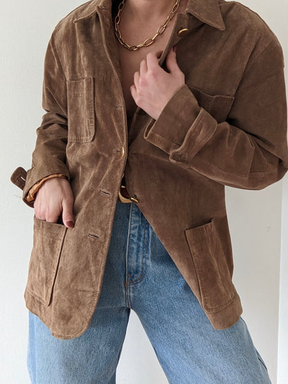Vintage Almond Suede Chore Coat