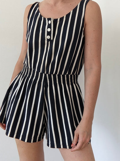 Incredible Vintage Striped Romper & Jacket Set