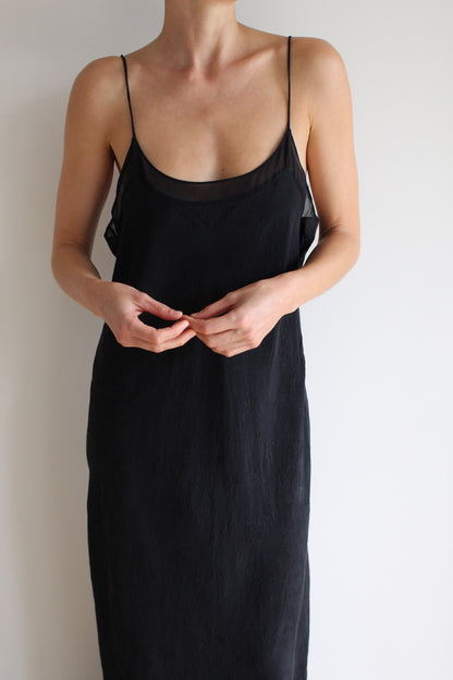 90s Onyx Silk Slip Dress