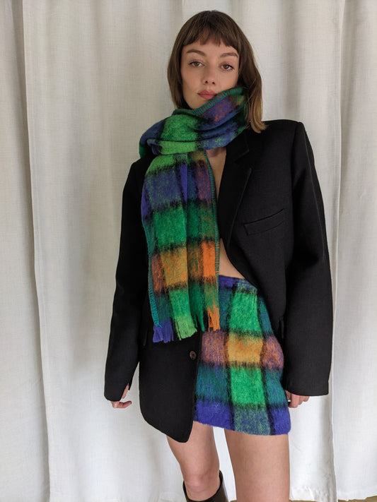 Rare Favorite Vintage Plaid Wool Mini Skirt & Scarf Set