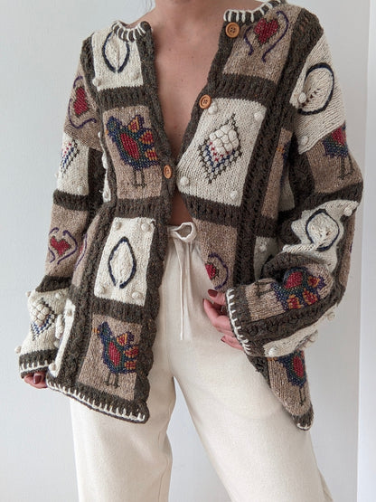 Sweetest Vintage Graphic Wool Cardigan