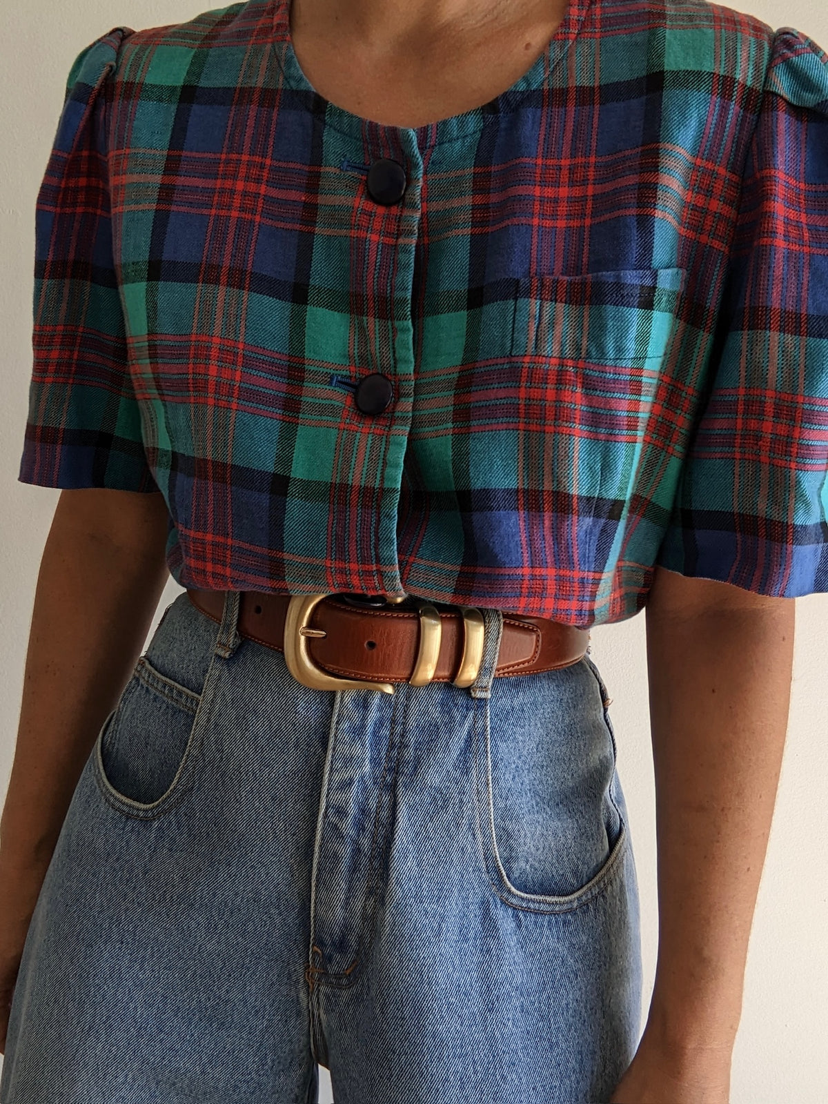 Vintage Givenchy Plaid Blouse