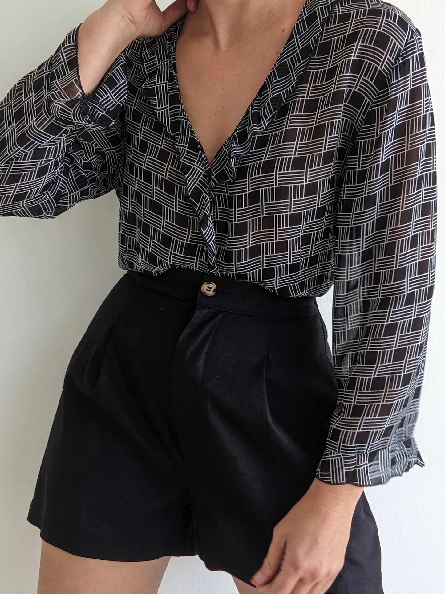 Vintage Sheer Patterned Blouse
