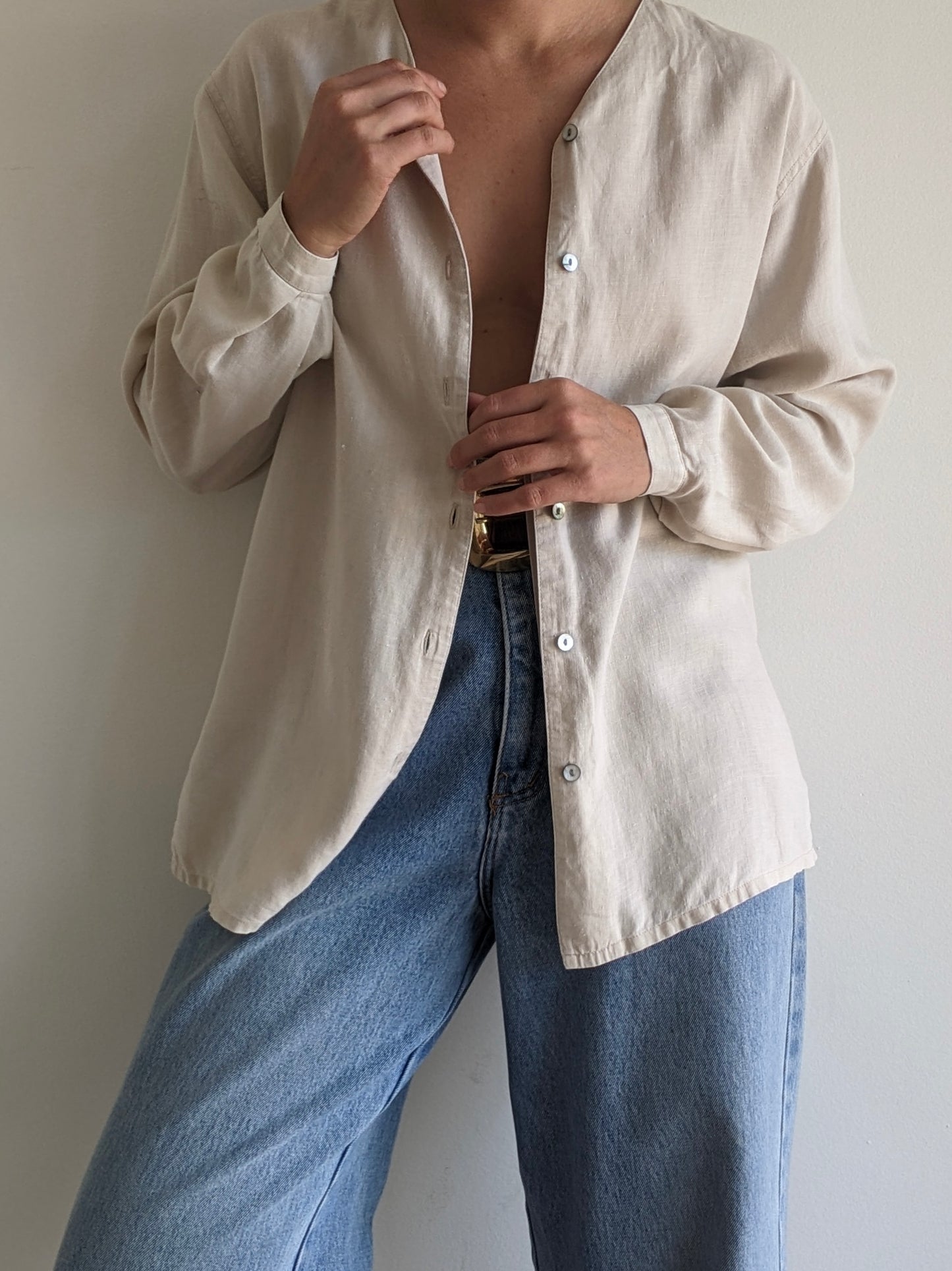 Vintage Ecru Linen Blouse