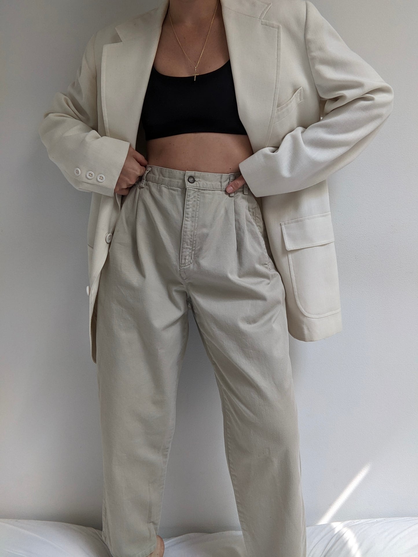 Vintage Pleated Khaki Trousers