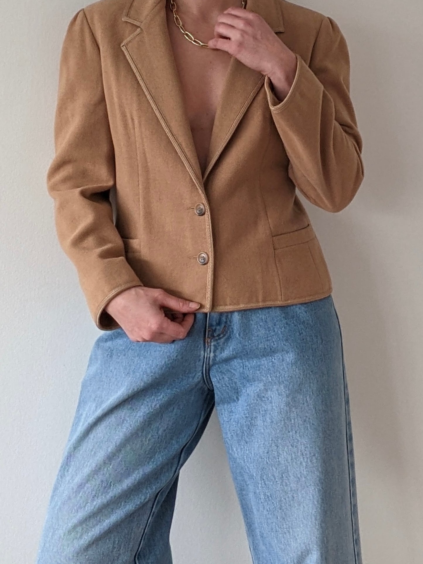 Vintage Petite Toffee Wool & Camel Hair Blazer