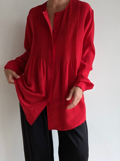 Vintage Diane Von Furstenberg Pleated Silk Blouse