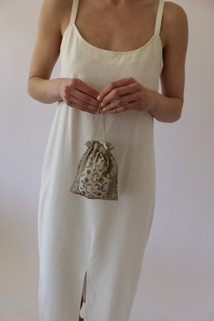 Delicate Vintage Beaded Drawstring Bag