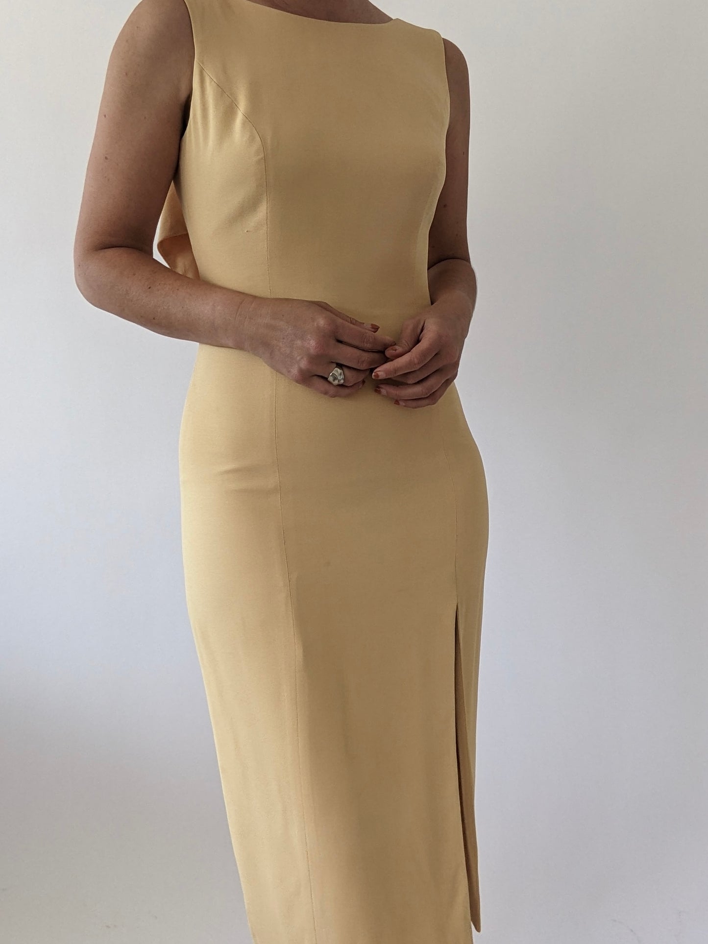Vintage Apricot Back Tie Dress