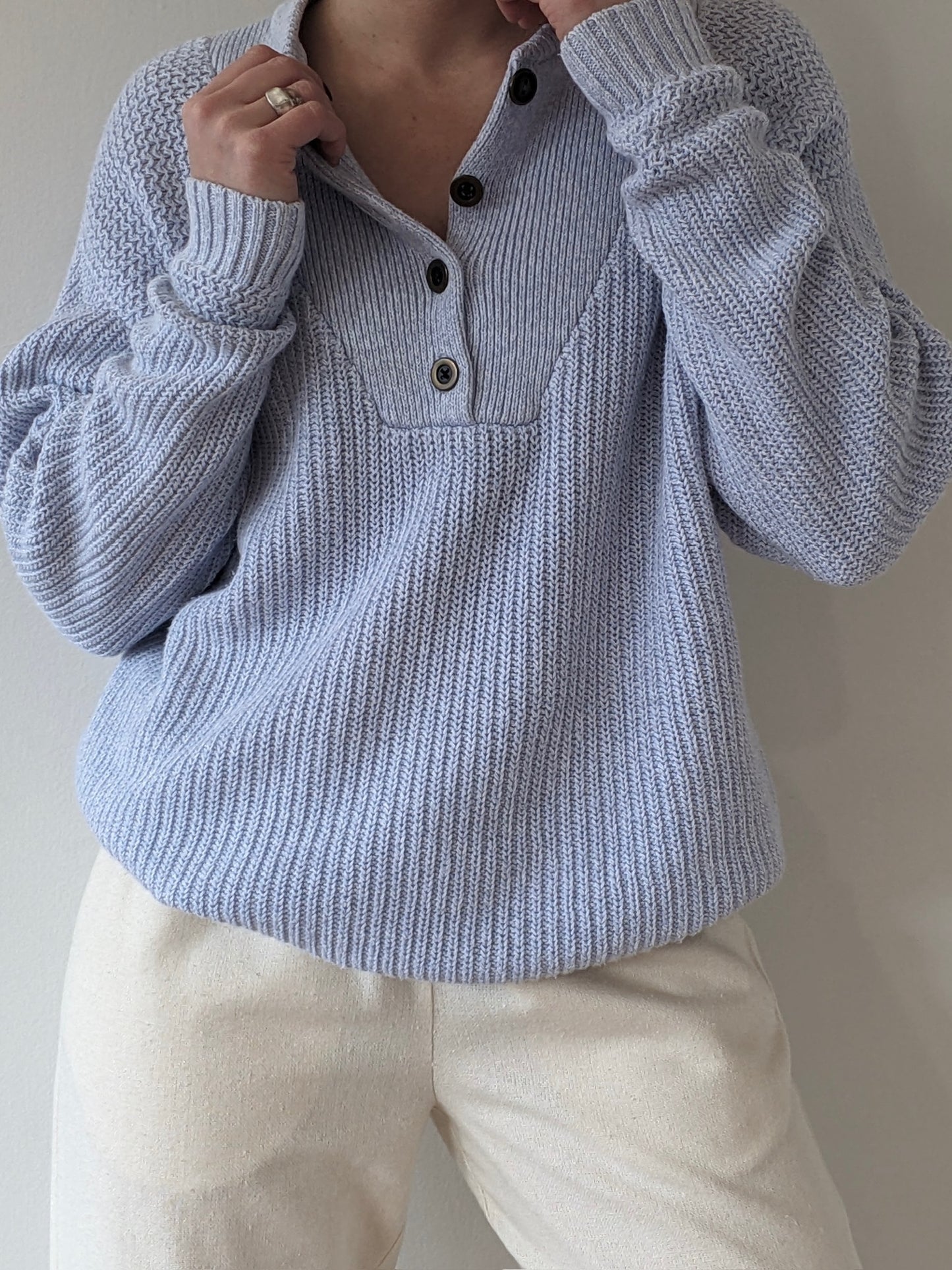 Favorite Vintage Sky Cotton Henley