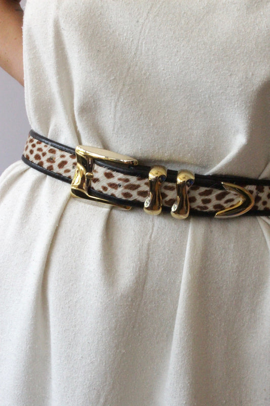 Vintage Spotted Calf Hair Leather Belt