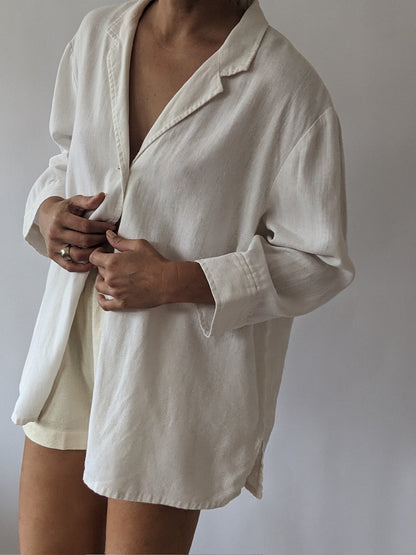 Vintage Ivory Linen Overshirt