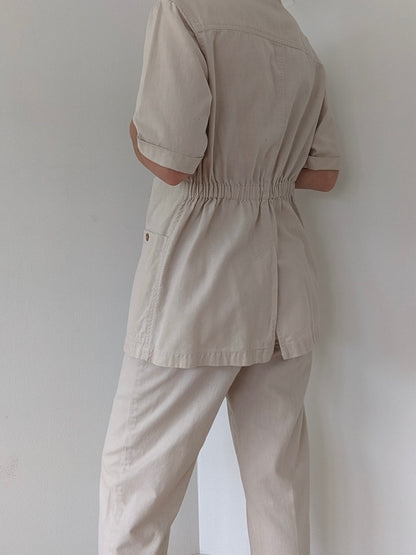 Vintage Sand Linen Pantsuit