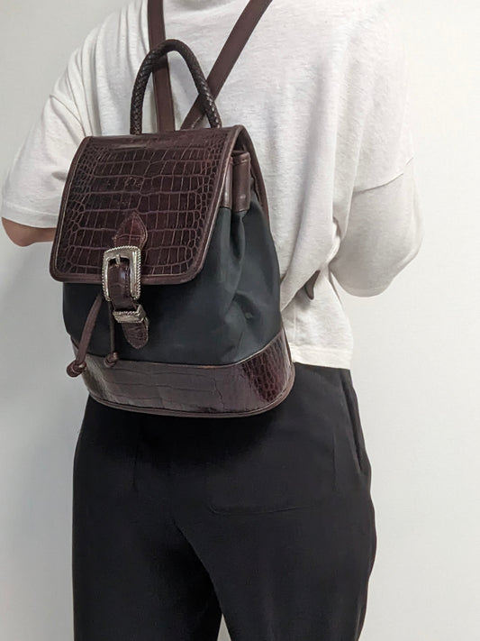 Vintage Embossed Leather Backpack