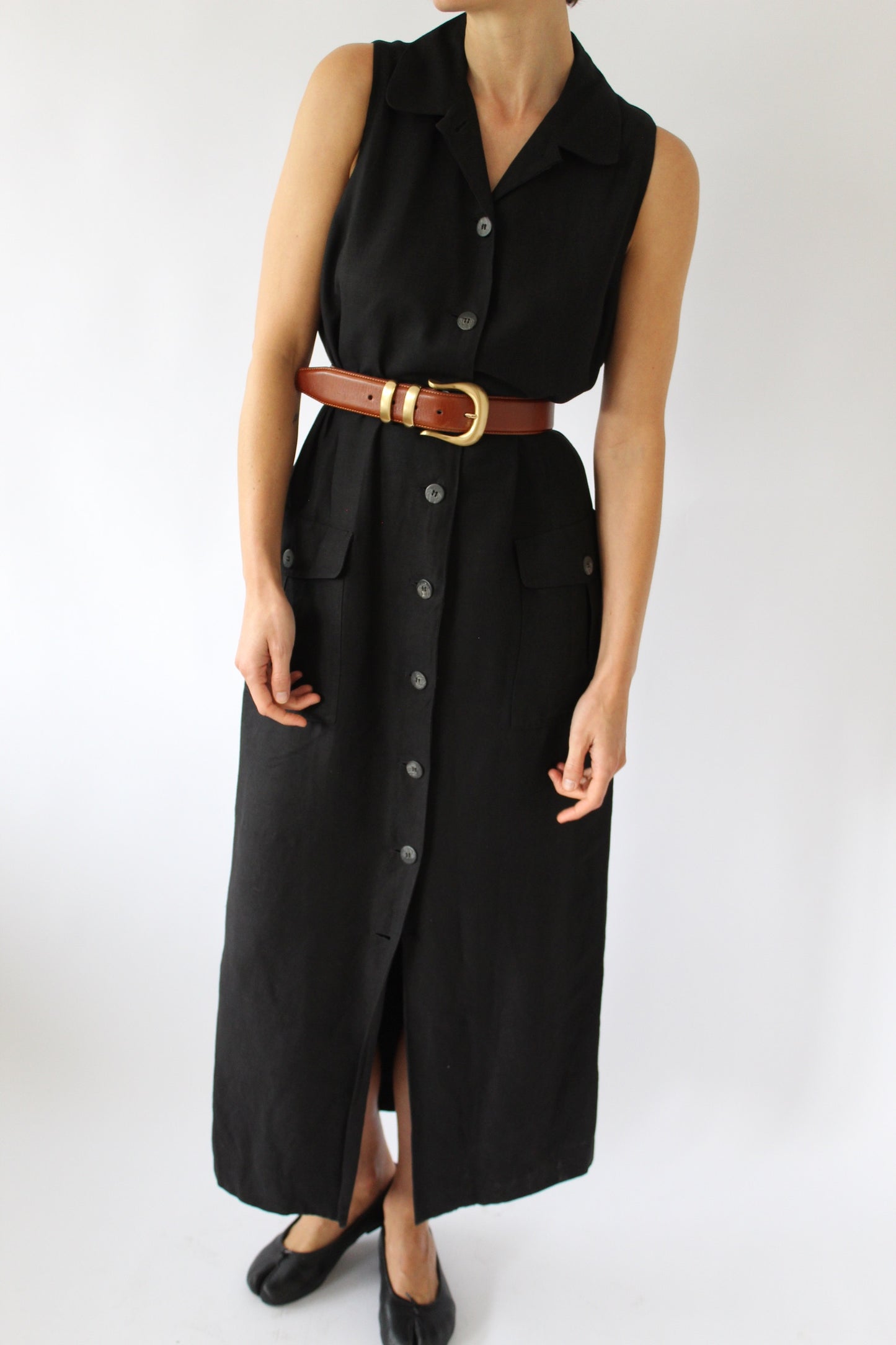Vintage Caviar Linen Market Dress
