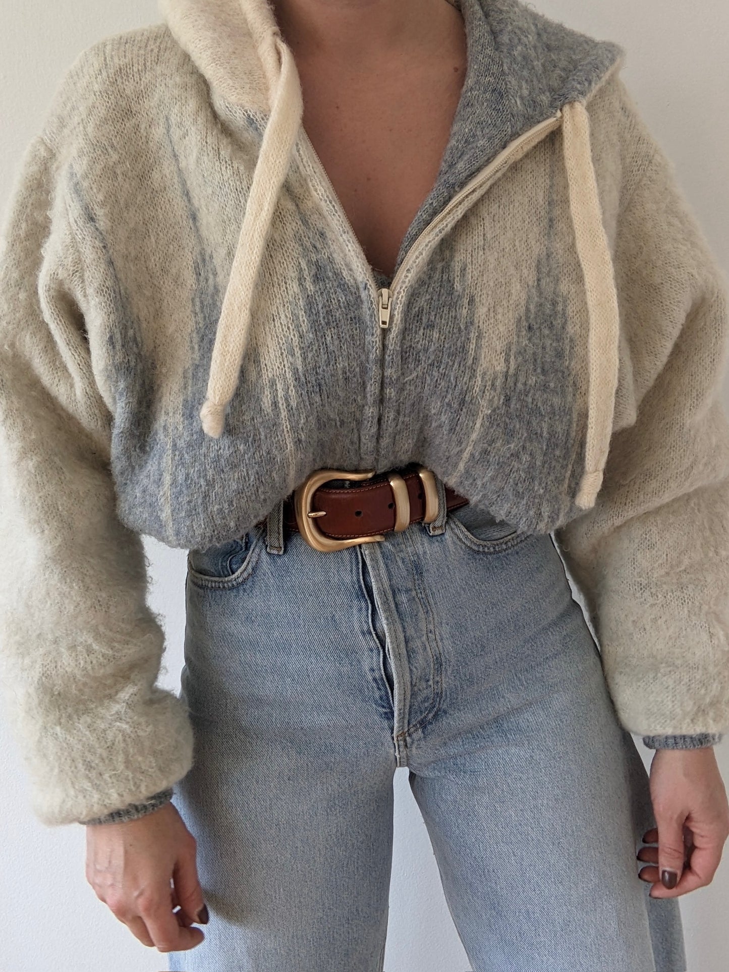 Vintage Icelandic Wool Hooded Zip Jacket