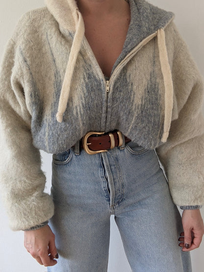 Vintage Icelandic Wool Hooded Zip Jacket