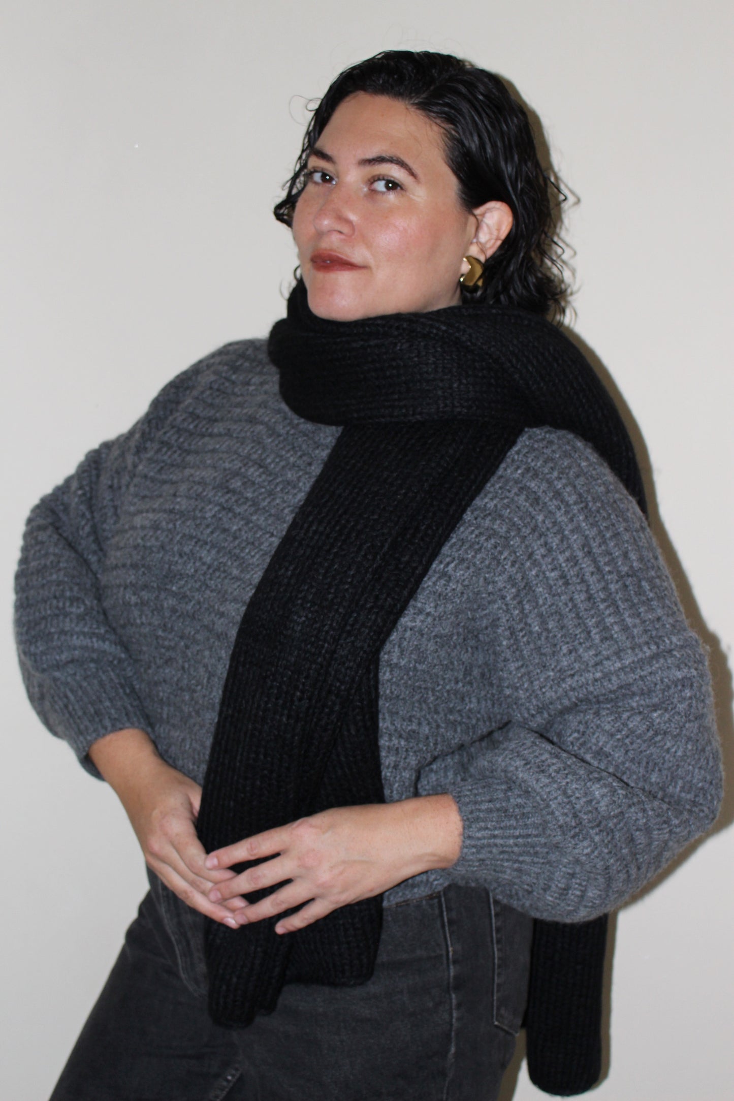 Romy Knitted Alpaca Balloon Sleeve Sweater