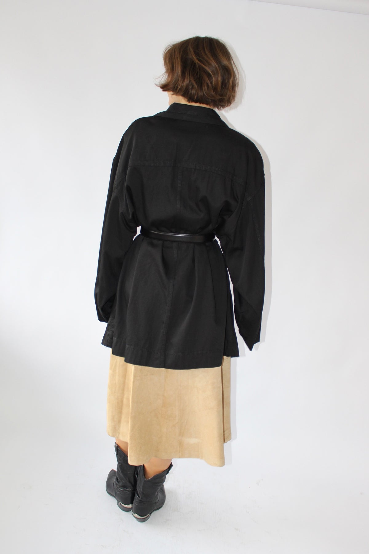Vintage Ink Black Fringe Chore Coat