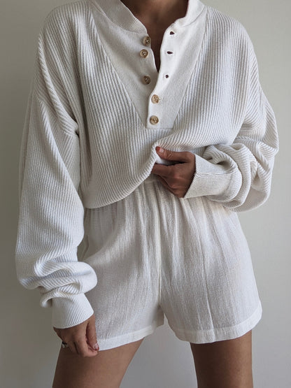 Favorite Vintage Ivory Cotton Henley