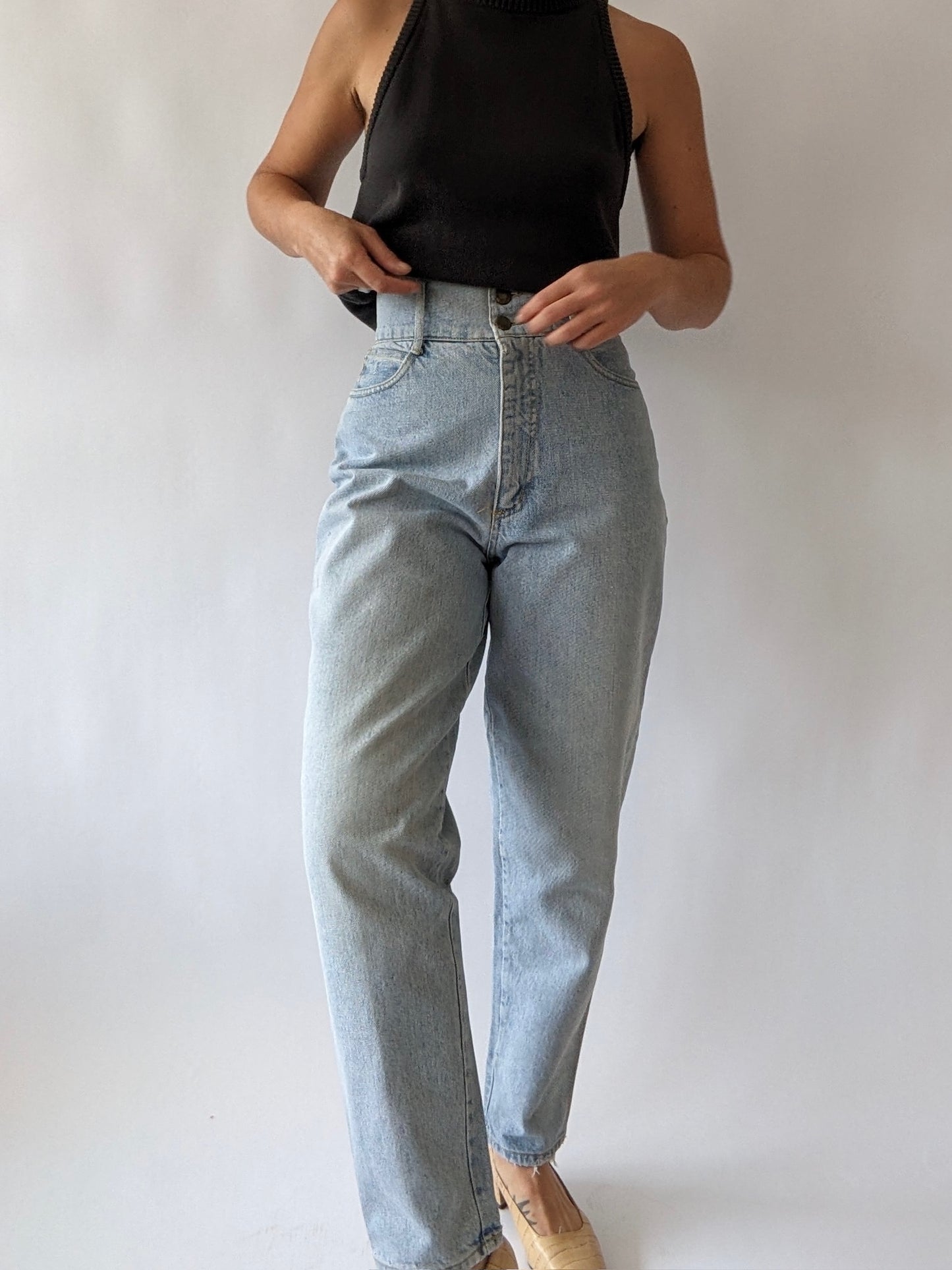 Vintage High-Rise Faded Blue Denim